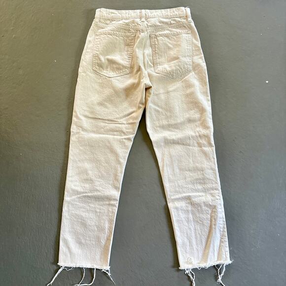 Banana Republic Ecru Cream Raw Hem High Rise Straight Jeans Size 28 - Picture 8 of 9
